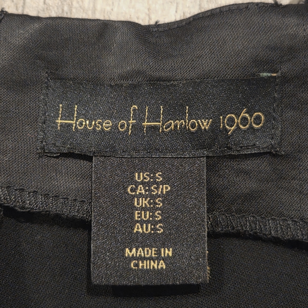 HOUSE OF HARLOW Satin Black Midi Slip Dress Small Side Keyhole Cutout Cocktail - Picture 12 of 12